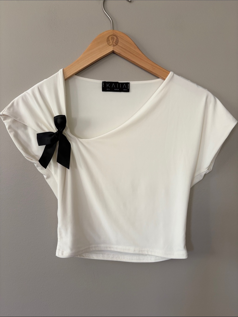 Kaiia Bow Detail Cropped Top US Size 4 Going Out Statement Top White Black